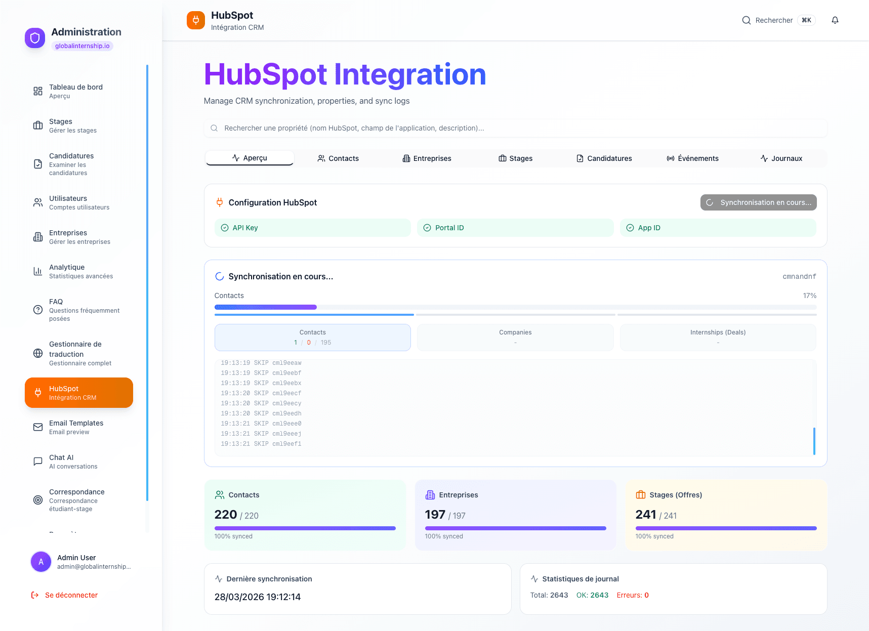 Intégration CRM HubSpot