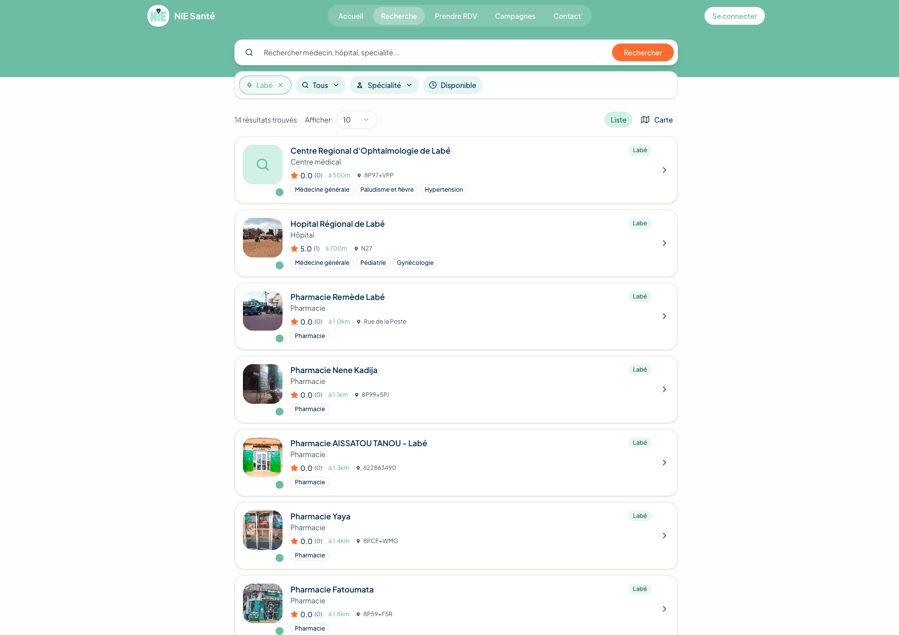 Recherche de médecins
