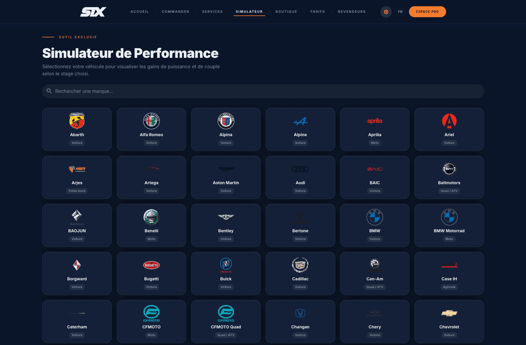 Simulateur de performance véhicule